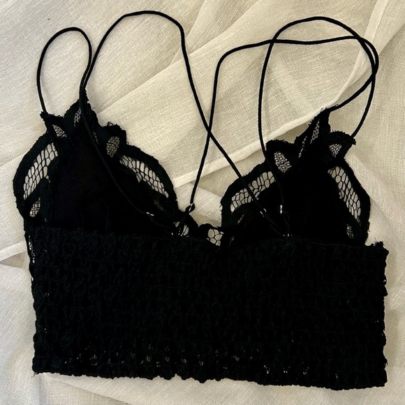 Free People Lace Bra, Black, Cross Back, Sz Lg - Picture 2 of 6